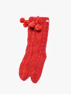 Ugg Pom Pom Fleece Lined Crew Sock -Standrews Links Officials Store 1014837 POPPYRED 377b8227 7b11 474f 9c06 703450d92ec5
