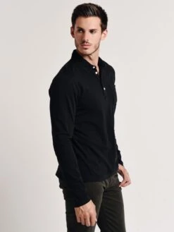 Billy Reid Long Sleeve Garment Dyed Pensacola Polo -Standrews Links Officials Store 104 338 blackalt1