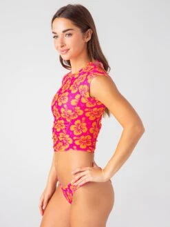 Frankie's Bikinis Women's Blue Crush Terry Top -Standrews Links Officials Store 10549TCxHIBISCUSHONEYxAlt2 43516519