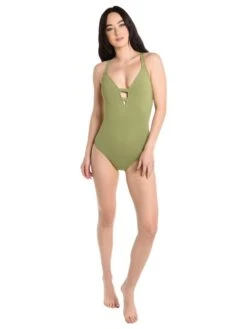 Seafolly Women's Active Deep V Maillot -Standrews Links Officials Store 10634 058 mossalt1