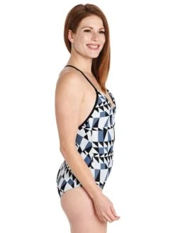 Seafolly Jagged Geo Deep V Maillot -Standrews Links Officials Store 10779 183 bluestonealt2