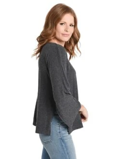 Stark X Side Slit Long Sleeve Top -Standrews Links Officials Store 1116x charcoalalt2