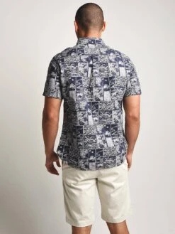 Surfside Supply Short Sleeve Wave Block Cotton Lyocell Shirt -Standrews Links Officials Store 11500107e navy whitealt3