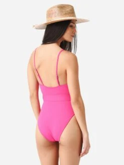 Simkhai Women's Noa Solid Belted Bustier One-Piece Swimsuit -Standrews Links Officials Store 123 9012 SW SOLIDxBERRYxAlt1 83447393