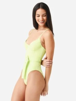 Simkhai Women's Noa Solid Belted Bustier One-Piece Swimsuit -Standrews Links Officials Store 123 9012 SW SOLIDxLIMExAlt2 83204619