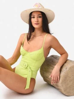 Simkhai Women's Noa Solid Belted Bustier One-Piece Swimsuit