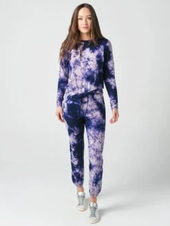 Stateside Women's Tie Dye Viscose Fleece Pant -Standrews Links Officials Store 130 2937TDxNAVYLILACTIEDYExAlt3
