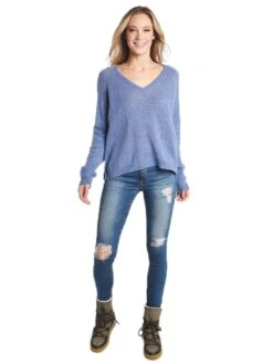 Jumper 1234 Loose Knit V-Neck Sweater -Standrews Links Officials Store 1416 501 b638midbluealt3
