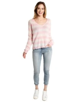 Jumper 1234 Stripe V Neck Sweater -Standrews Links Officials Store 1417 790 465icepinkalt1