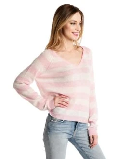 Jumper 1234 Stripe V Neck Sweater -Standrews Links Officials Store 1417 790 465icepinkalt2