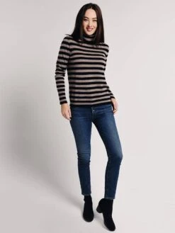 White + Warren Essential Stripe Turtleneck -Standrews Links Officials Store 16649c black minkalt1
