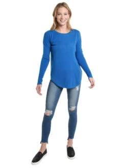 White + Warren Curved Rib Hem Crewneck -Standrews Links Officials Store 17200 azuremarlalt3