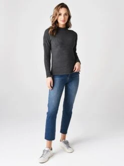 Project J Women's Funnel Neck Sweater -Standrews Links Officials Store 18127 CHARCOALalt3