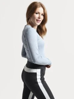 Erin Snow Rye Top In Pinstripe Merino -Standrews Links Officials Store 1813930 taupestripealt2