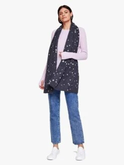 White + Warren Women’s Printed Star Scarf -Standrews Links Officials Store 18504 CHARCOALCOMBOalt1