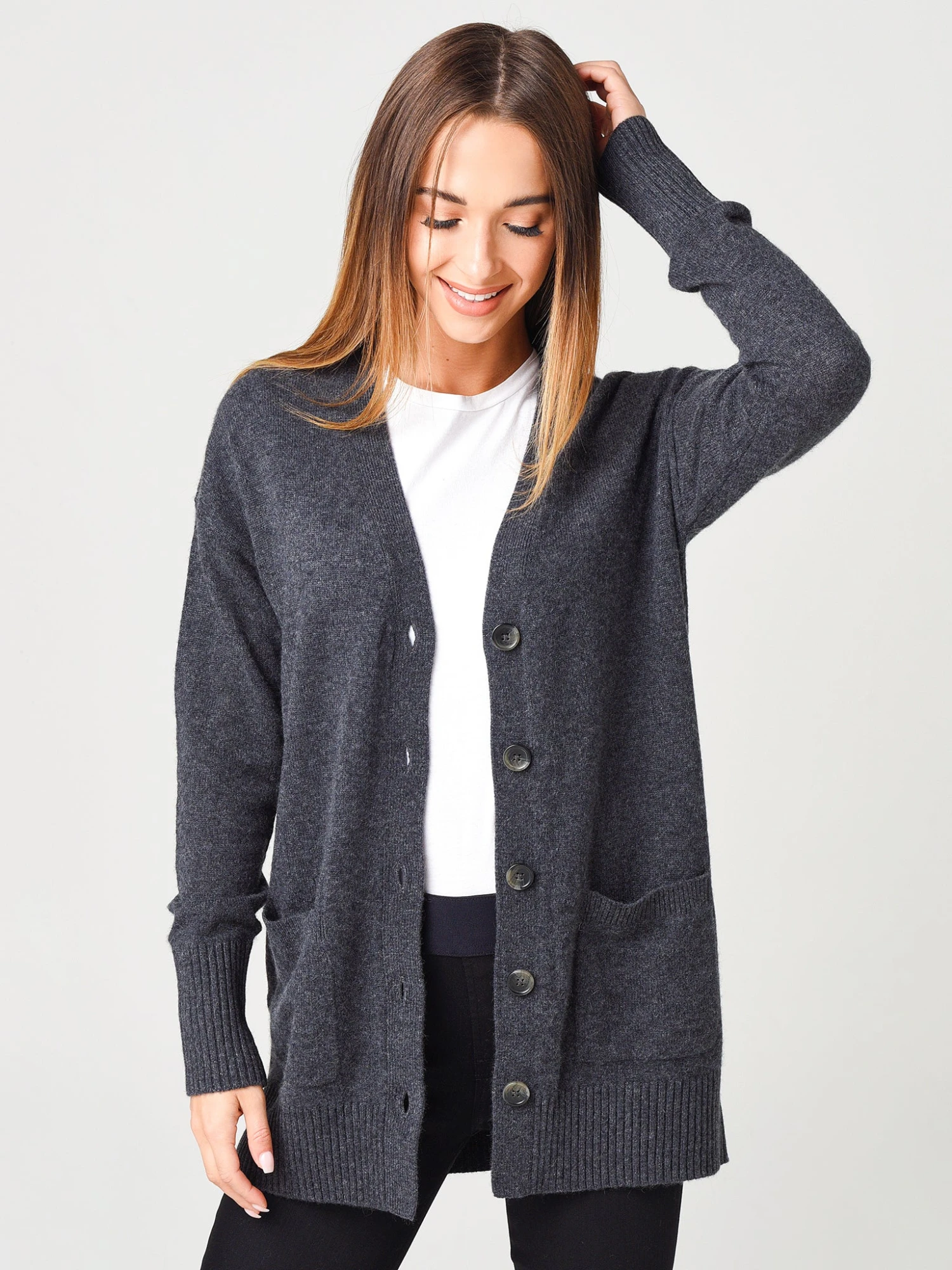 White + Warren Women's Cashmere Luxe Boyfriend Cardigan 1 White + Warren Women's Cashmere Luxe Boyfriend Cardigan