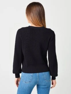 White + Warren Women's Ribbed V Neck Cardigan -Standrews Links Officials Store 19070xBLACKxAlt2 16923691