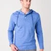 Mizzen+Main Men's Light Blue Heather Fairway Hooded Henley