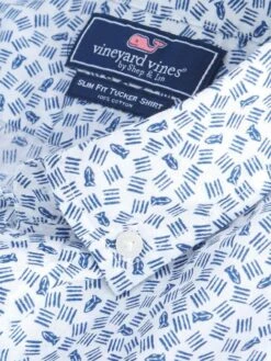 Vineyard Vines Dish Dash Short Sleeve Slim Tucker Shirt -Standrews Links Officials Store 1w3780 whitecapalt1