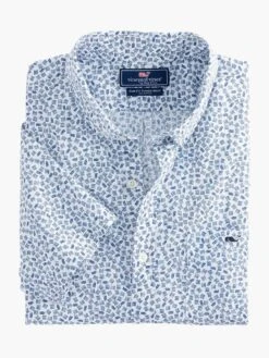 Vineyard Vines Dish Dash Short Sleeve Slim Tucker Shirt -Standrews Links Officials Store 1w3780 whitecapalt2