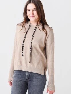 J Society Women's Cotton Hoodie W/ Patterned Ties