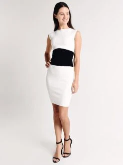 Milly Women's Bateau Sheath Dress -Standrews Links Officials Store 212ak120222 white blackalt3