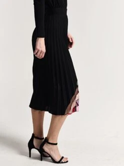 Milly Insert Pleated Maxi Skirt -Standrews Links Officials Store 215sc02882 blackmultialt1