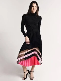 Milly Insert Pleated Maxi Skirt -Standrews Links Officials Store 215sc02882 blackmultialt3