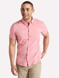 Bonobos Rivie Short Sleeve Slim Shirt Iced Papaya