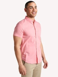 Bonobos Rivie Short Sleeve Slim Shirt Iced Papaya -Standrews Links Officials Store 23104 solidgarmentdye icedpapayaalt2