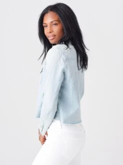 Mother Women's The Super Ex's Crop Fray Button-Up Shirt Jacket -Standrews Links Officials Store 2335 199xALLBROKEDOWNLIGHTxAlt2 45684210