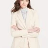 Ecru Ponte Single Button Blazer