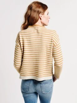 Mo:Vint Long Sleeve Striped Mock Neck Sweater -Standrews Links Officials Store 278 00556 taupealt2