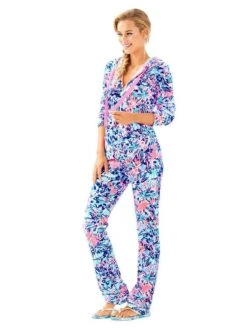 Lilly Pulitzer Larina Velour Zip Up Hoodie -Standrews Links Officials Store 28638 999multicabanacocktailalt1