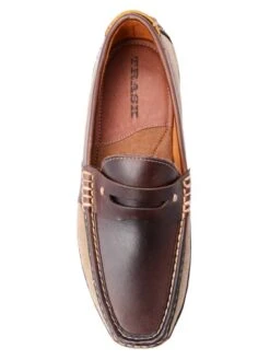 Trask Men's Derek Moccasin -Standrews Links Officials Store 30 0476 chestnutamericansteer khakiwaxedtwillalt3