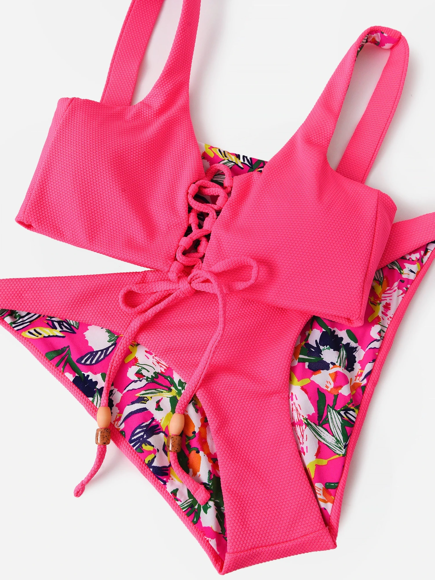 Maaji Women's Fuchsia Dianthus Danzel Lace-Up Bralette Bikini Top 1 Maaji Women's Fuchsia Dianthus Danzel Lace-Up Bralette Bikini Top