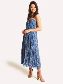 ML Monique Lhuillier Monique Lhuillier Strapless Midi Dress With Pleats