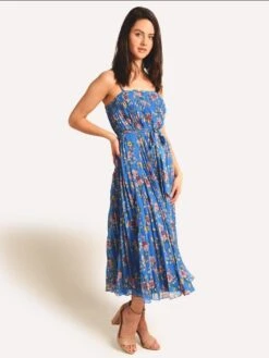 ML Monique Lhuillier Monique Lhuillier Strapless Midi Dress With Pleats -Standrews Links Officials Store 445659 caprimultialt1