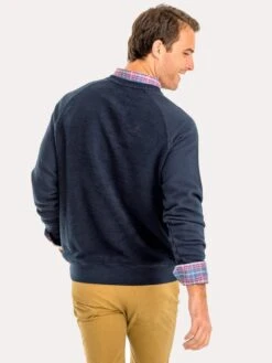 Southern Tide Men's Cliff Cottage Two-Tone Fleece Pullover -Standrews Links Officials Store 4468 truenavyalt1