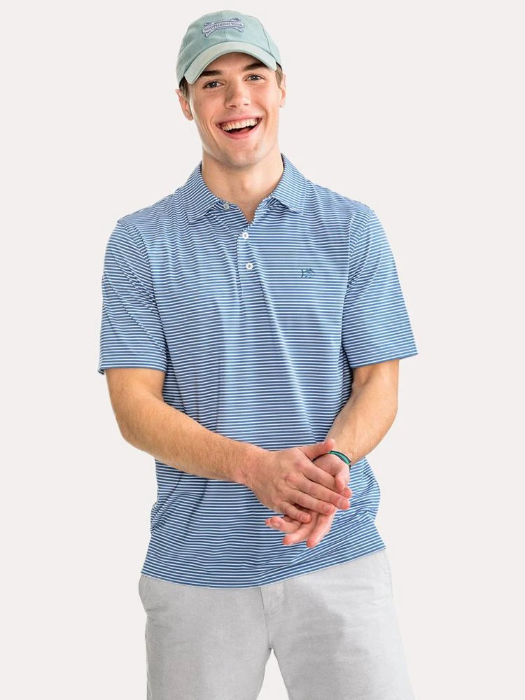 Southern Tide Men's Short Sleeve Tryall Stripe Performance Polo 2 Southern Tide Men's Short Sleeve Tryall Stripe Performance Polo - Image 2