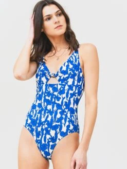 Tory Burch Women's Printed Knotted One-Piece Swimsuit