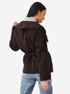 Simkhai Women's Rowen Wool Fringe Lapel Coat 9 Simkhai Women's Rowen Wool Fringe Lapel Coat -Standrews Links Officials Store 522 7014 N SOLIDxCHOCOLATExAlt4 78958649