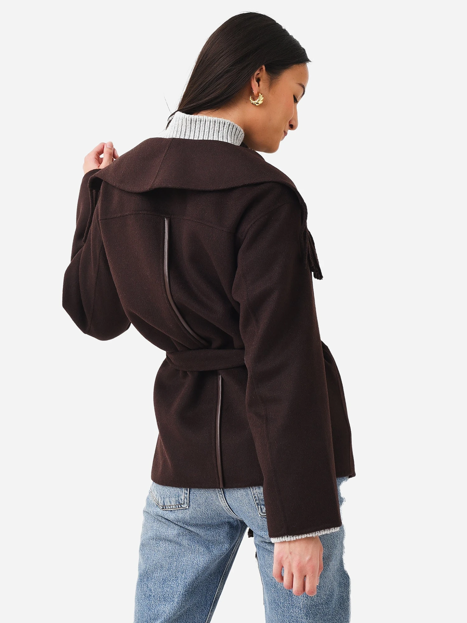 Simkhai Women's Rowen Wool Fringe Lapel Coat 5 Simkhai Women's Rowen Wool Fringe Lapel Coat - Image 5