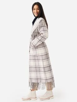 Simkhai Women's Carrie Fringe Wool-Blend Robe Coat -Standrews Links Officials Store 522 7031 N PLAIDxNOUGATPLAIDxAlt2 78958601