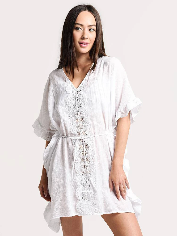 Seafolly Sea Stripe Lace Trim Kaftan 3 Seafolly Sea Stripe Lace Trim Kaftan - Image 3