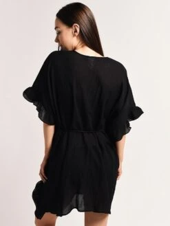 Seafolly Sea Stripe Lace Trim Kaftan 10 Seafolly Sea Stripe Lace Trim Kaftan -Standrews Links Officials Store 53422 ka blackalt2