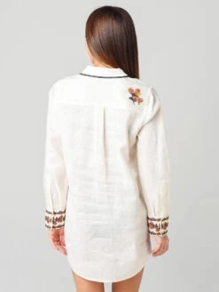 Tory Burch Women's Embroidered Beach Shirt Cover-Up 6 Tory Burch Women's Embroidered Beach Shirt Cover-Up -Standrews Links Officials Store 58312xNEWIVORYGOLDENCRESTxAlt2 21151644