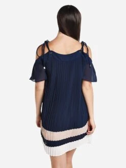 Endless Rose Chiffon Pleated Cold Shoulder Dress -Standrews Links Officials Store 60057D7SRxNAVYCOMBOxAlt3 58990926