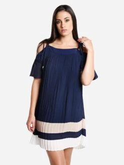 Endless Rose Chiffon Pleated Cold Shoulder Dress