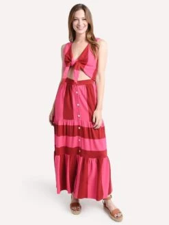 MDS Stripes Knit Tiered Skirt -Standrews Links Officials Store 64 83 redpinkboldstripealt3